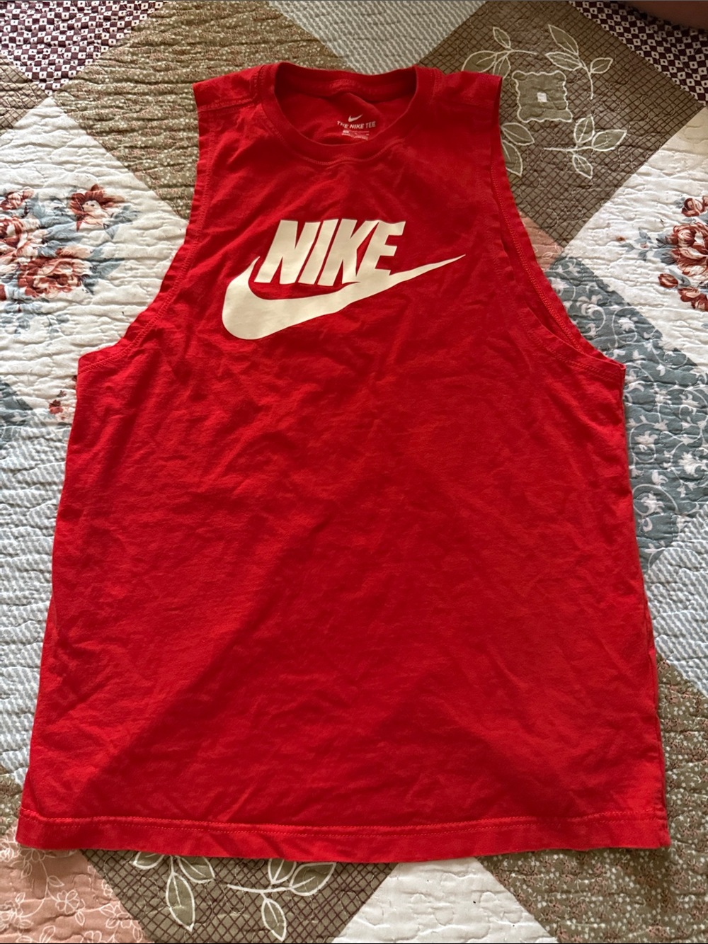 Nike Red Tank with White Swoosh Logo Womens size medium